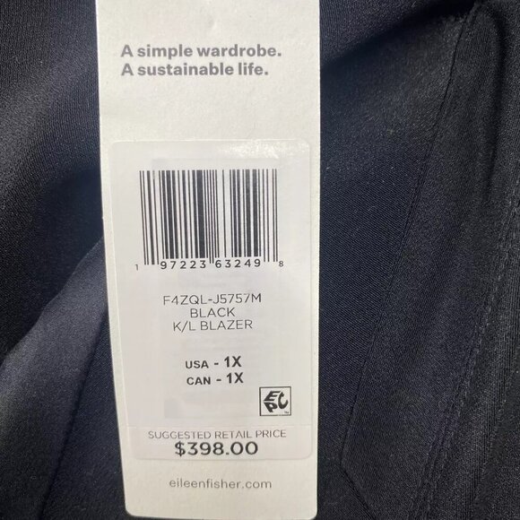 NEW EILEEN FISHER Womens Washable Flex Ponte Notch Collar Blazer Size 1X Black - Picture 12 of 12